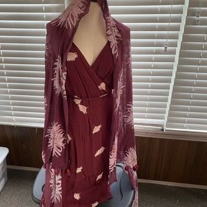 Burgundy Business Ann Taylor Dress Scarf Combo